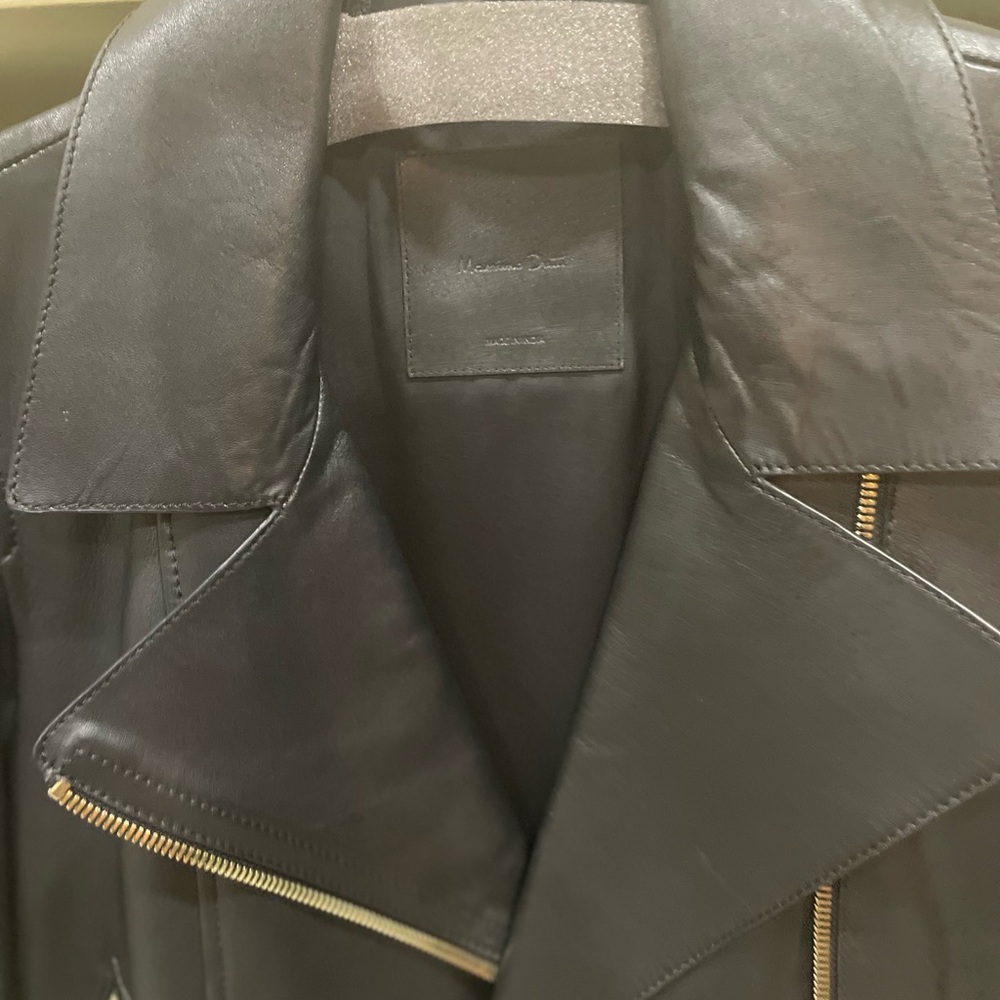 Massimo Dutti Nappa Leather Biker Jacket View 6
